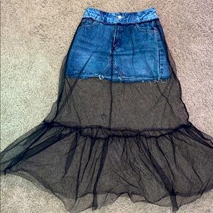 Denim skirt with tulle